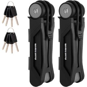 BIGLUFU Bike Lock Bicycle Scooter Motorcycle Folding Locks with 4Keys, Fold Chain Heavy Duty Alloy Steel Foldable Lock with Mounting Bracket 2pc Straps, 86cm/34 Unfolding, 1.92 lbs in Kuwait
