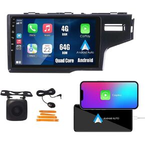 CarPlay Android Auto Navigation Stereo GPS Radio Reverse Camera Display 10" IPS Touchscreen Headunit Tablet Pad Media Player for Honda Fit Jazz 2014-2017 RHD, if Applicable Quad Core 4G+64G