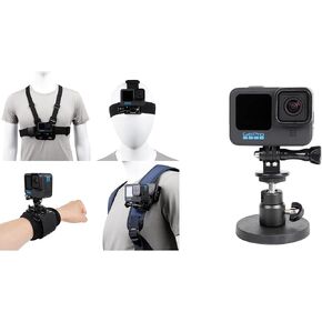 Accessories Set for GoPro Hero 13/12/11/10/9/8/7/6/5/4,New Quick Release Head Strap Mount + Chest Mount Harness + Backpack Clip Holder + 360°Rotating Wrist Strap,Magnet Camera Mount for Action Camera