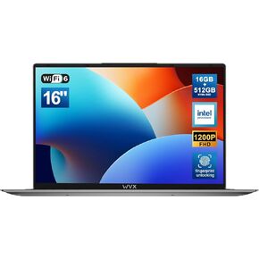 16 بوصة FHD LAPTOP 16GB RAM 512GB SSD ، الكمبيوتر المحمول 12th Gen N100 (حتى 3.4 جيجا هرتز ، فاز N97 N95) ، WiFi 6 Bluetooth 5.2 1920x1200 عرض بصمة البطارية 6000 مله