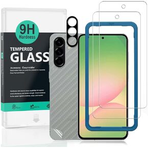 Ibywind Screen Protector For Samsung Galaxy A26 5G 6.64"(2 Pack),9H Hardness Tempered Glass,With 1Pc Camera Lens Protector,1Pc Back Carbon Fiber Film,Easy to Install