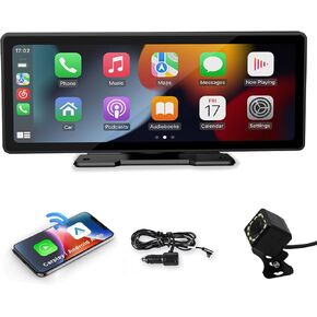 Wireless Apple Carplay & Android Auto Screen | 10" HD Touchscreen with 1080P Backup Camera | Voice Control, GPS Navigation & Plug & Play Installation