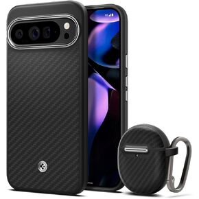 Spigen Enzo Aramid Designed for Pixel 9 Pro XL (2024) Case and Pixel Buds Pro 2 (2024) / Pixel Buds Pro 1 (2022) Case Bundle - Matte Black