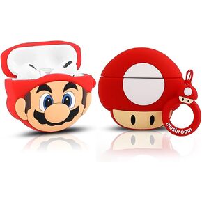 (2 Pack) BGAANM Silicone Airpods Pro Case Cover with Keychain, Cute Cartoon Skin Design Headphones Charging Case Protective Cover Accessories Kits Compatible for Airpods Pro