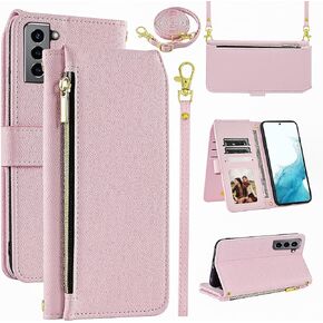 Luxury Wallet Case for Samsung Galaxy S22 Plus S22+ 5G with Wrist Strap Shoulder Strap Slim Flip Zipper Purse, Card Holder Stand Cell Phone Cover for S22+5G S22plus 22S + S 22 22+ Black