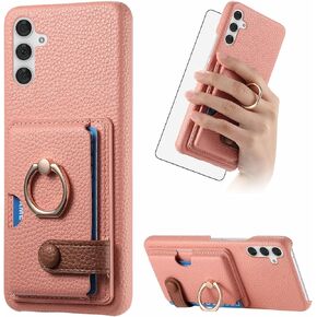 Asuwish Phone Case for Samsung Galaxy A54 5G Wallet Cover with Screen Protector and Thin Slim Ring Stand Credit Card Holder Leather Cell Accessories A545G A 54 54A 4G G5 SM A546U Women Men Blue