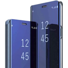 Compatible for Samsung Galaxy A23 5G Case Flip Leather Cover Clear S-View Mirror Shockproof Cover with Kickstand Anti-Scratch Protective Phone Cases for Samsung A23 5G (Purple)