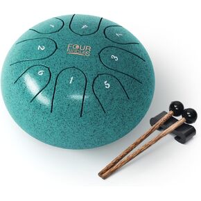 FOUR UNCLES Rain Drum For Outside, Steel Tongue Drum 11 Notes 10 Inch Hand Pan Drums with Travel Bag Sticks Music Book Mallets, C Major Musical Instruments for Entertainment Meditation Yoga Zen Gifts
