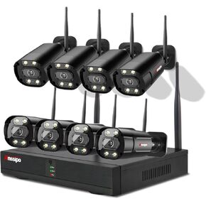 8 Channel Security Camera System, 3MP 8PCS WiFi Camera with Two-Way Audio/Colour Night Vision/Smart Playback/AI/Human Detection, 2K H.265 8CH CCTV NVR Surveillance Kit, NO Hard Drive