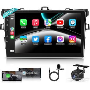 Car Radio for Toyota Corolla 2009-2012, Car Stereo with Wireless CarPlay Android Auto 1280x800 HD 9’’ IPS Touchscreen GPS Navigation Bluetooth 5GWiFi FM Backup Camera Mic