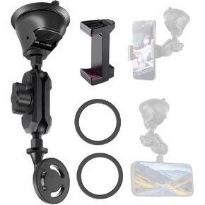 Magnetic Aluminum Suction Cup Car Phone Holder Mount, 360°Rotation Magnetic Car Cell Phone Holder for Smooth Surface,Glass,Windshield Window for iPhone Huawei Android