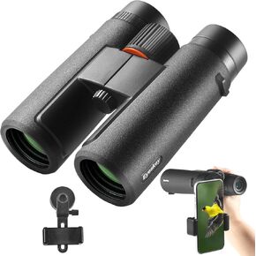 8 × 42 مناظير عريضة الرؤية للبالغين مع رؤية ليلية منخفضة-مناظير فائقة الخداع مع محول الهواتف الذكية للصيد ومشاهدة الطيور والسفر النجوم والسفر في الهواء الطلق