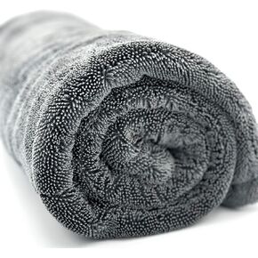 WUNDERGOODS The Nimbus Jr. Large Premium Microfiber Towels for Cars, 1400 GSM, 70/30, Super Absorbent, Twisted Loop Design, One-Pass Auto Car Drying Towel, Trucks, SUVs, & Home, 20" x 24", Gray