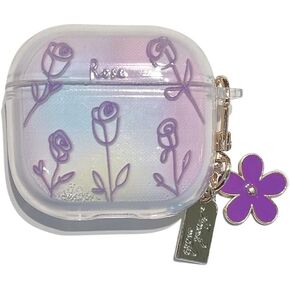 Clear Floral Case for Airpods 4th Generation,Butterfly Soft Earbuds Protective Shell,Soft Cover for Women Girly (Pink Butterfly)
