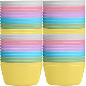 Foaincore 36 Pcs Kids Plastic Bowls Plastic 10 oz Cereal Bowls Snack Bowls Kids Bowls Microwave Dishwasher Safe Toddler Bowls Colorful Snack Bowls Children Bowl Salad Dessert Soup Bowls (6 Color)