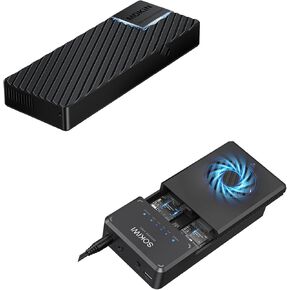 NVMe M.2 Duplicator Dual-Bay 40Gbps M.2 NVMe Enclosure with Cooling Fan NVMe M.2 SSD Enclosure for NVMe PCIe Size 2230/2242/2260/2280