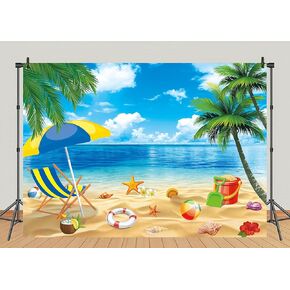 Tropical Beach Backdrop Hawaiian Beach Theme Party Photography Summer Vacation Indoor Outdoor Party Supplies(7×5FT) in Kuwait