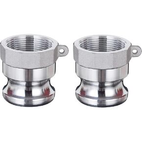 EASTRANS 2 PCS Aluminum Global Type A Cam and Groove Hose Fittings, 2" Camlock Hose Coupler, Male Aadapter x Female NTP Thread Camlock Fittings