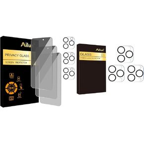 Ailun 3Pack Privacy Screen Protector for iPhone 16 Pro+3Pack Lens Protector and 3 Pack Lens Protector for iPhone 16/16 Pro Max
