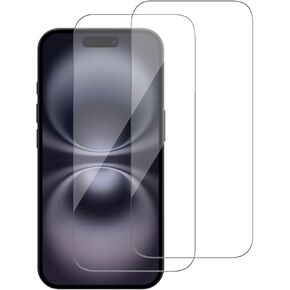 2 Pack for iPhone 16 Plus/iPhone 15 Plus Screen Protector, Tempered-Glass, Micro-curved Edges, Case Friendly, Bubble Free, HD Clear, Easy Installation