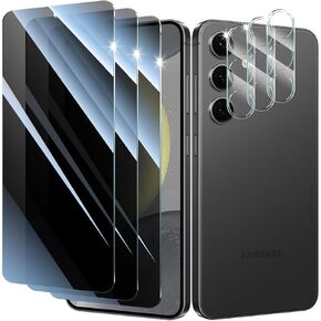 Privacy Screen Protector and Camera Lens Protector for Samsung Galaxy S24, Double Shatterproof Anti-Spy Tempered Glass Film, Private Protection, [Anti-Shatter][Anti-Scratch][9H Hardness], 3-Pack Each