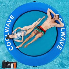 COOLWAVE Inflatable Water Hammock Floating Dock, Inflatable Raft for Family and Friends, Float Ring for Parties, Fits Multiple People, 8'x8'