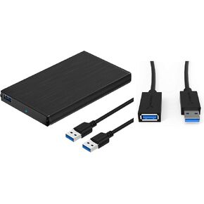SABRENT Ultra Slim USB 3.0 to 2.5-Inch SATA External Aluminum Hard Drive Enclosure + 22AWG 3 Feet USB 3.0 Extension Cable