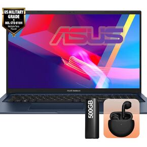 ASUS Vivobook 17.3" Laptop with Wireless Earbuds| Full HD Display | Intel 6-Core Processor | 40GB RAM, 1TB SSD Drive & 512GB External Drive | HDMI & USB-C | Windows 11, Business & Study Laptop