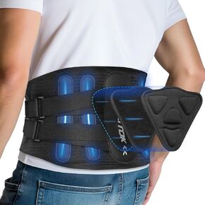 Back Brace for Lower Back Pain Relief with Removable Pad, Lumbar Support for Sciatica, Herniated Disc, Scoliosis, Back Support Belt with 5 Stays, Soft Breathable Mesh, Anti-skid, For Men & Women (Large)