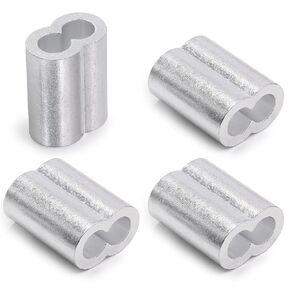 12pcs M10 Aluminum Cable Crimps, Crimping Loop Sleeve Wire Rope Sleeves, Metal Double Barrel Ferrules for Wire Rope End