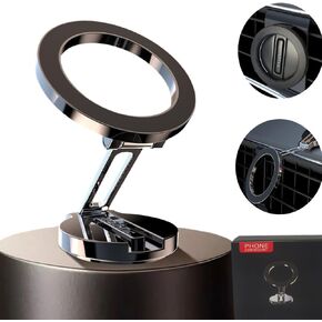 Ultra Magnetic Car Phone Holder,Car Mount,Ultra Magnetic 360 Degree Rotation Dashboard Car Phone Holder,Alloy Invisible Folding Magnetic Car Phone,Fit for All Phone(Grey)