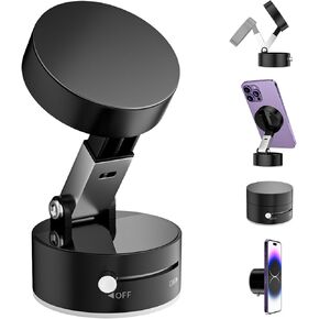 Vacuum Magnetic Suction Phone Holder, Upgraded Suction Cup Car Phone Mount, Multi-Scenario Foldable and Retractable Phone Stand for Car/Gym/Mirror/Smooth Surface to iPhone 16/15/14/13/12 Series