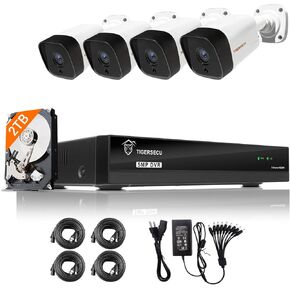 TIGERSECU 5MP 8-Channel 4-Camera DVR Security Bundle with 2TB HDD