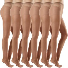 MANZI 6 Pairs Women's 20D Sheer Silky Pantyhose Run Resistant Nylon Tights High Waist Stockings with Control Top in Kuwait