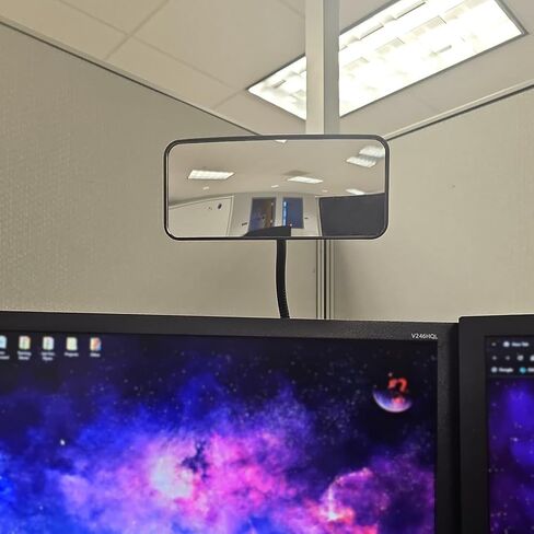 Ampper Clip On Security Mirror, Convex Cubicle Mirror for Personal Safety and Security Desk Rear View Monitors or Anywhere (6.69" x 2.95", Rectangle) in Kuwait