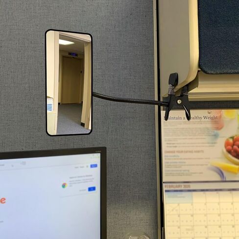 Ampper Clip On Security Mirror, Convex Cubicle Mirror for Personal Safety and Security Desk Rear View Monitors or Anywhere (6.69" x 2.95", Rectangle) in Kuwait