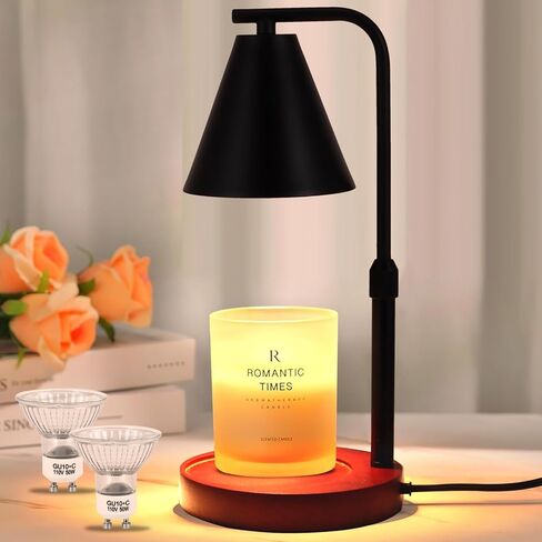 مصباح تدفئة الشموع من LemonBest - سخان مصباح شمعة مع مؤقت وخافت، سخان مصباح شمعة كهربائي لشموع الجرة وهدايا الترحيب بالمنزل الجديد وهدايا عيد ميلاد للنساء (ذهبي فاتح) in Kuwait