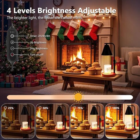 مصباح تدفئة الشموع من LemonBest - سخان مصباح شمعة مع مؤقت وخافت، سخان مصباح شمعة كهربائي لشموع الجرة وهدايا الترحيب بالمنزل الجديد وهدايا عيد ميلاد للنساء (ذهبي فاتح) in Kuwait