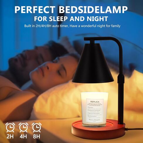 مصباح تدفئة الشموع من LemonBest - سخان مصباح شمعة مع مؤقت وخافت، سخان مصباح شمعة كهربائي لشموع الجرة وهدايا الترحيب بالمنزل الجديد وهدايا عيد ميلاد للنساء (ذهبي فاتح) in Kuwait