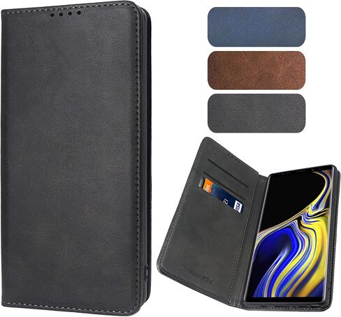 Phone Case for Galaxy Note 9, Samsung Note 9 Flip Case Wallet Case with Card Holder, Business Style Protective Phone Case [Strong Magnetic No Buckle] Compatible Samsung Galaxy Note 9 Brown in Saudi Arabia