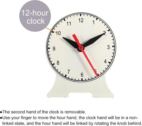 PATIKIL 5.5" x 4.7" Teaching Clock, Learn Clock Learning Tell Time Analog Clock Demonstration Clock 12 Hour 3 Pointers Geared Movement for Classroom Teacher, White in Saudi Arabia