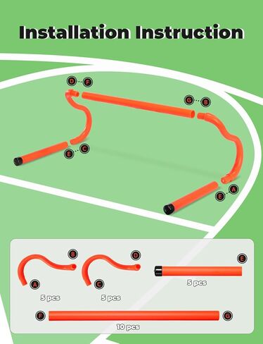 GHB 10 Pack Agility Hurdles Speed Agility Training Hurdles, Detachable Sturdy Hurdles Training Equipment Set with Carry Bag for Kids,Athletes,Soccer,Basketball in Kuwait