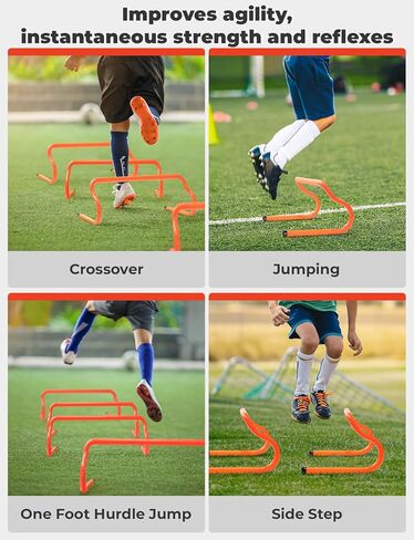 GHB 10 Pack Agility Hurdles Speed Agility Training Hurdles, Detachable Sturdy Hurdles Training Equipment Set with Carry Bag for Kids,Athletes,Soccer,Basketball in Kuwait