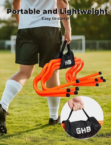 GHB 10 Pack Agility Hurdles Speed Agility Training Hurdles, Detachable Sturdy Hurdles Training Equipment Set with Carry Bag for Kids,Athletes,Soccer,Basketball in Kuwait