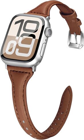 Wipalor جلد رفيع نطاق نطاقات Apple Watch للنساء 42 مم 41 مم 40 مم 38 مم 46 مم 45 مم 44 مم 49 ملم سلسلة 10 9 8 7 6 5 4 3 2 1 SE ، أعلى الحبوب الأصلية لفريق iPhone Watch Bands Slim Cute Iwatch Bands in Kuwait