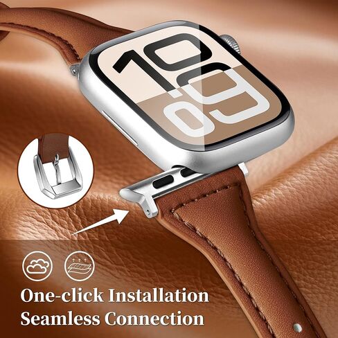 Wipalor جلد رفيع نطاق نطاقات Apple Watch للنساء 42 مم 41 مم 40 مم 38 مم 46 مم 45 مم 44 مم 49 ملم سلسلة 10 9 8 7 6 5 4 3 2 1 SE ، أعلى الحبوب الأصلية لفريق iPhone Watch Bands Slim Cute Iwatch Bands in Kuwait