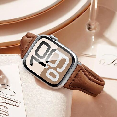 Wipalor جلد رفيع نطاق نطاقات Apple Watch للنساء 42 مم 41 مم 40 مم 38 مم 46 مم 45 مم 44 مم 49 ملم سلسلة 10 9 8 7 6 5 4 3 2 1 SE ، أعلى الحبوب الأصلية لفريق iPhone Watch Bands Slim Cute Iwatch Bands in Kuwait