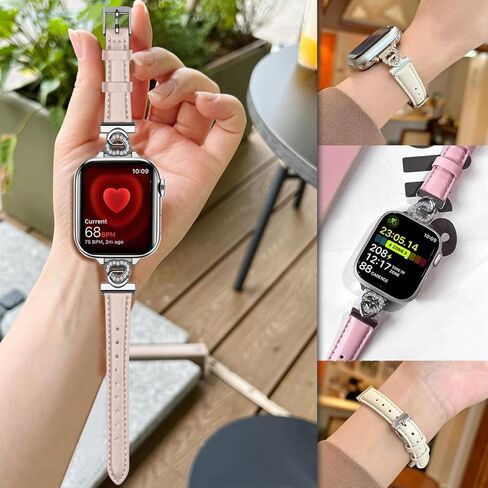 شريط ساعة جلد حمراء نحيف متوافق مع Apple Watch 38 مم/40 مم/41 مم/42 مم/44 مم/45 مم/49 مم ، لسلسلة iWatch 10/9/8/7/6/5/4/3/2/1 SE/Ultra ، in Kuwait