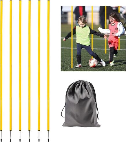 6 Pcs 5FT Agility Training Poles for Soccer,Basketball,Football,Dog,Horse Adjustable Training-Speed and Agility Training Equipment Sports Training Sticks with Stainless Steel Ground Nails(Orange) in Kuwait