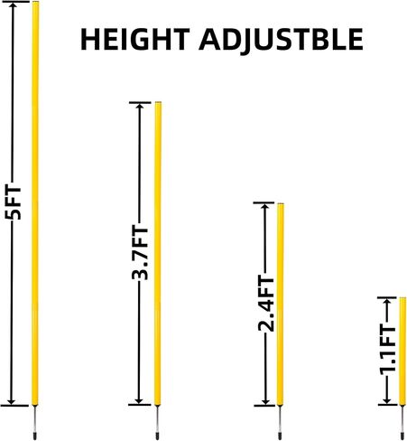 6 Pcs 5FT Agility Training Poles for Soccer,Basketball,Football,Dog,Horse Adjustable Training-Speed and Agility Training Equipment Sports Training Sticks with Stainless Steel Ground Nails(Orange) in Kuwait